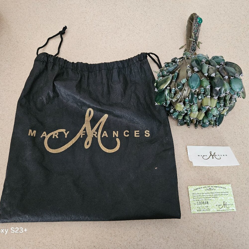 RARE VINTAGE MARY FRANCES BEADED JEWELED EVENING BAG HANDBAG TOP HANDLE PURSE - Picture 15 of 16